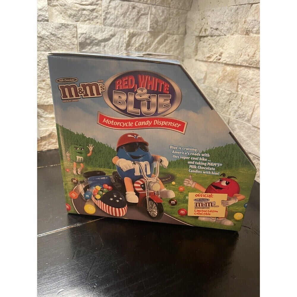 M&M Candy Dispenser Red White & Blue Freedom Rider Motor Cycle with Sidecar NEW - Picture 5 of 6